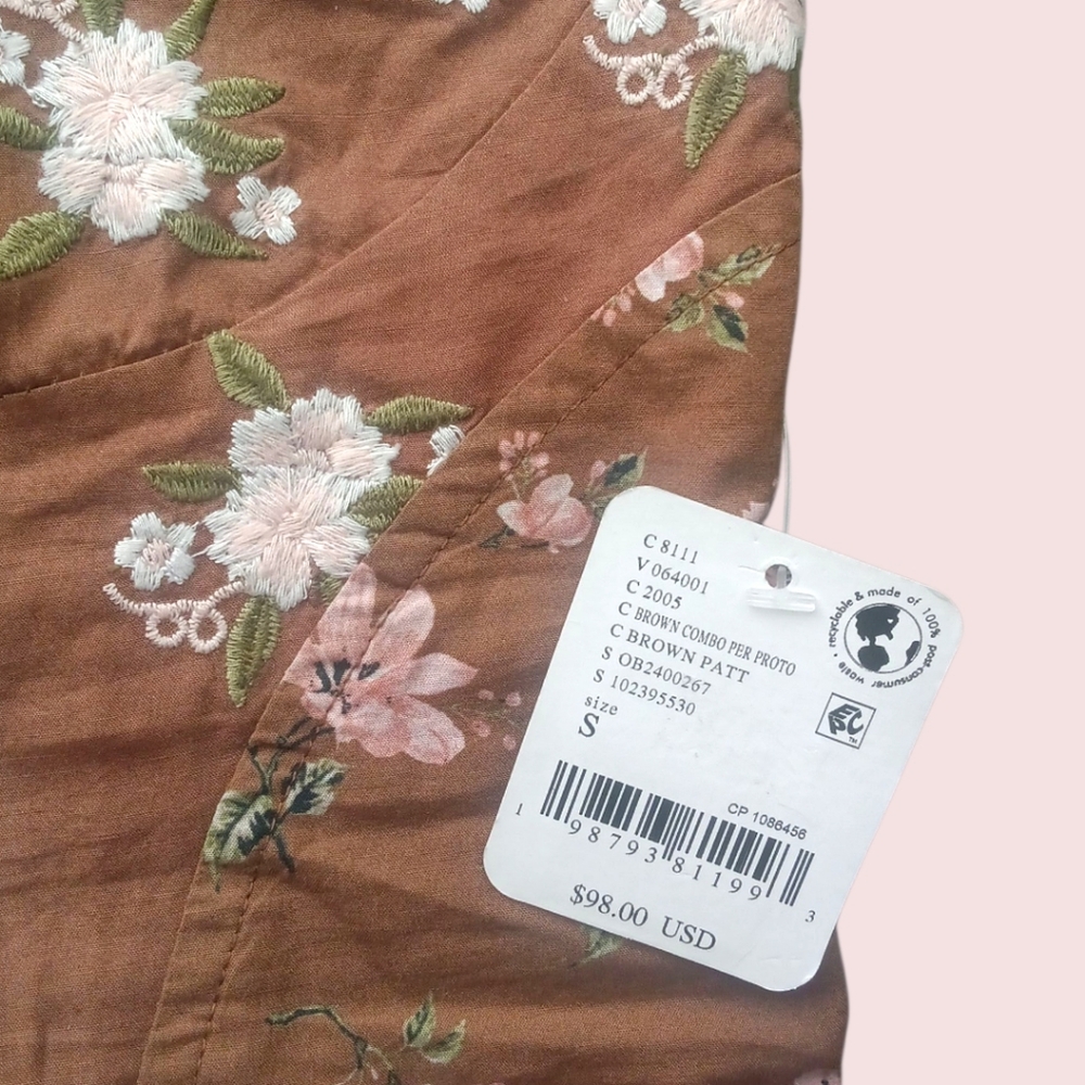 NWT Free People Wild Flowers Embroidered Bustier Top Brown S - Picture 6 of 6